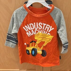 Orange and Gray Long Sleeve Shirt with Excavator Print Boy’s top shirt tank 4Y